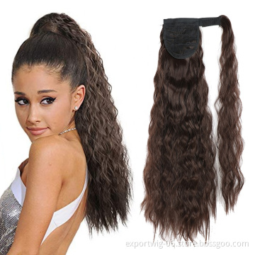 Synthetic Artificial Ponytail Clip In Ponytail Extensions Natural Curly Pony Tail Hair Extensions Corn Wavy Long Ponytail Hair